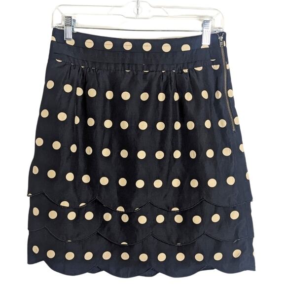 Festival Scalloped Polkadot Mini Skirt Cotton & Silk Women's Size 4 - Picture 1 of 11